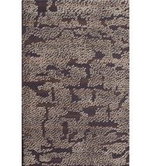 Brown and beige modern abstract textured rug with irregular organic pattern
