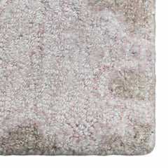 Contemporary abstract wool rug for modern living room decor, premium artisan rug with brown and grey striped abstract design.