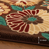 Brown vintage floral wool rug