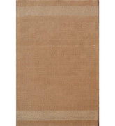 Camel brown solid hand-tufted wool rug with minimalist border accents