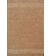Camel brown solid hand-tufted wool rug with minimalist border accents