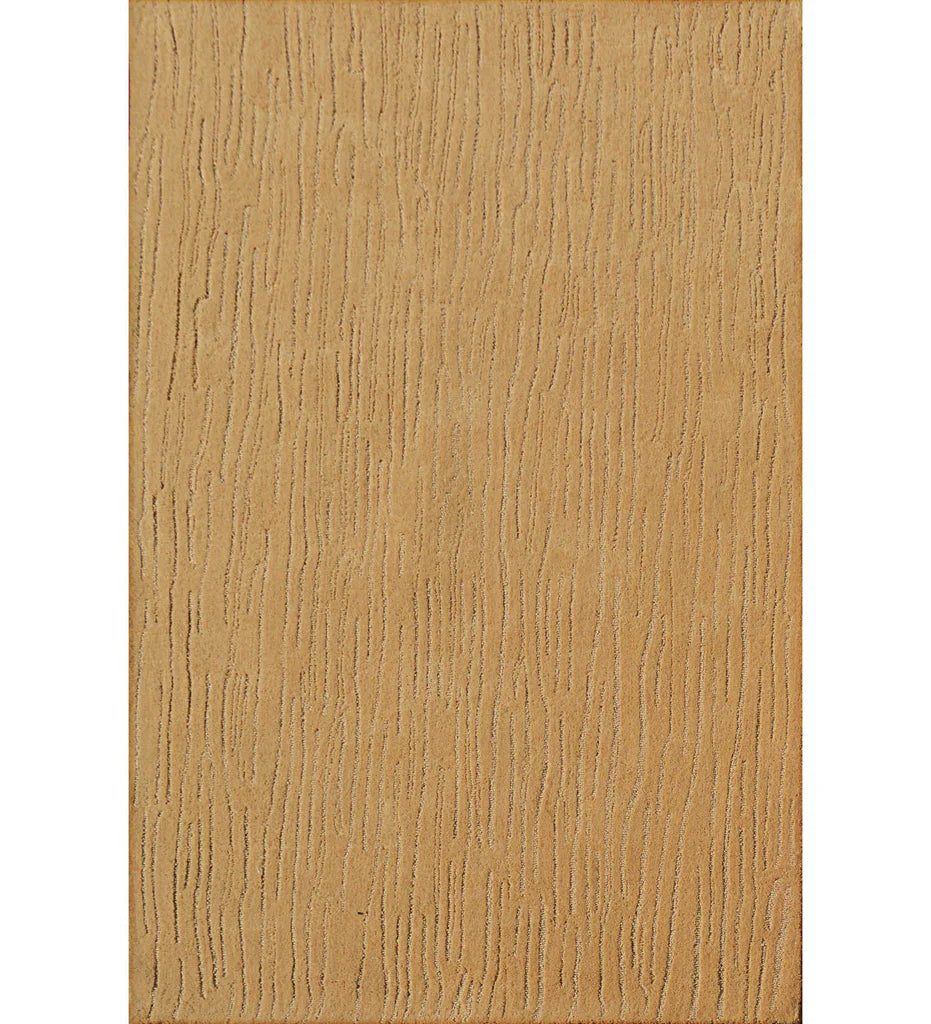 Camel hand-tufted wool rug with vertical line textured pattern