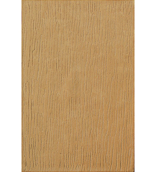 Camel hand-tufted wool rug with vertical line textured pattern