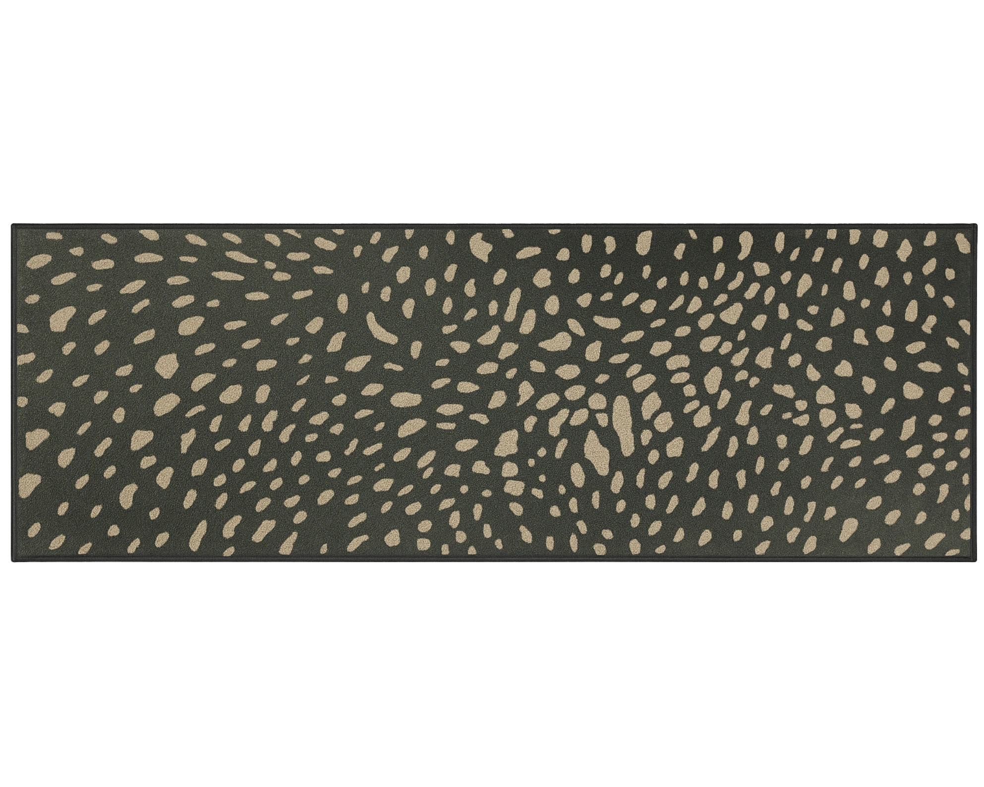 Black and beige speckled hallway runner
