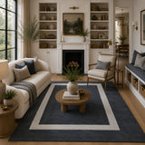 Gray bordered wool rug
