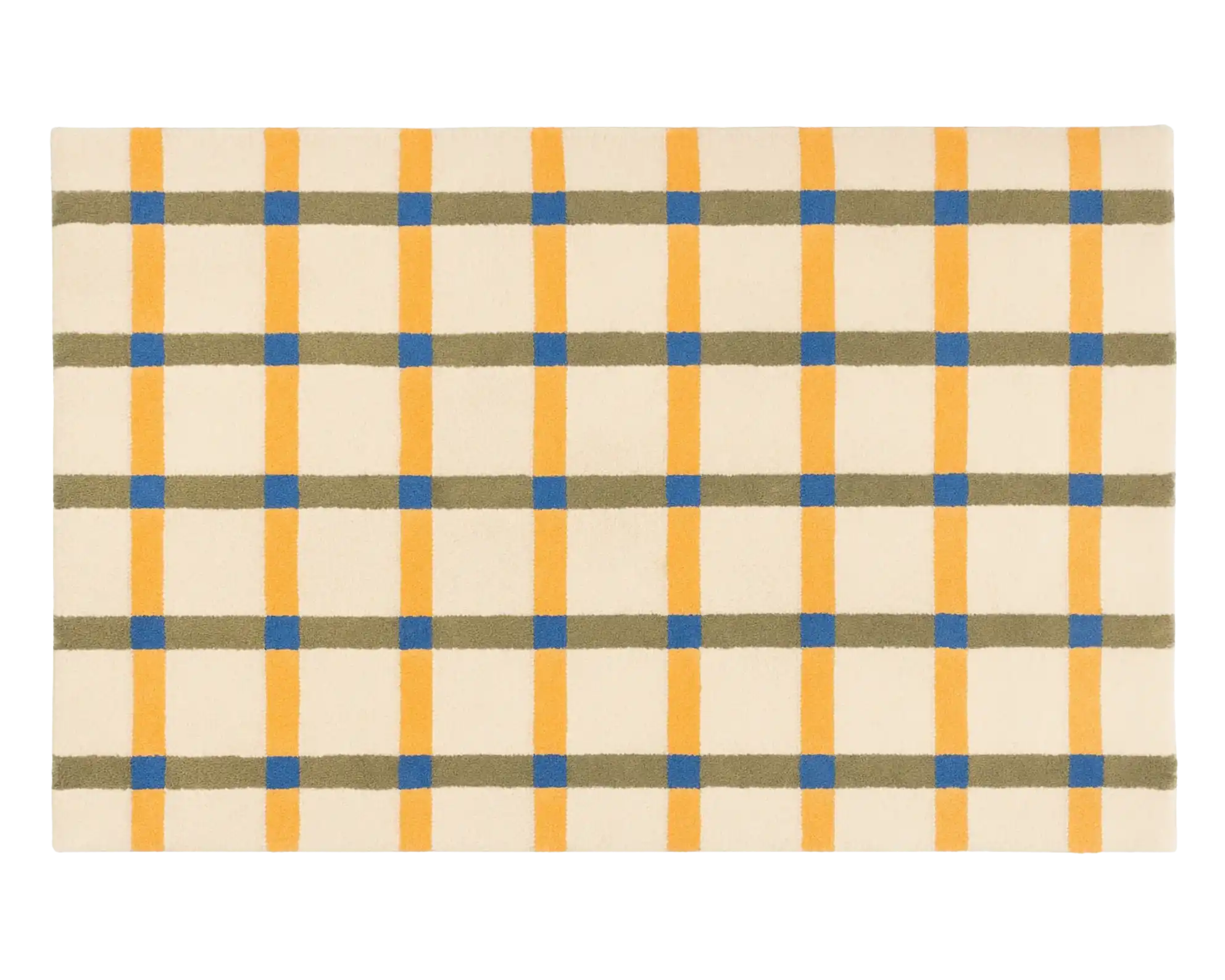 Modern checkered wool rug in tartan design for living rooms and hallways.