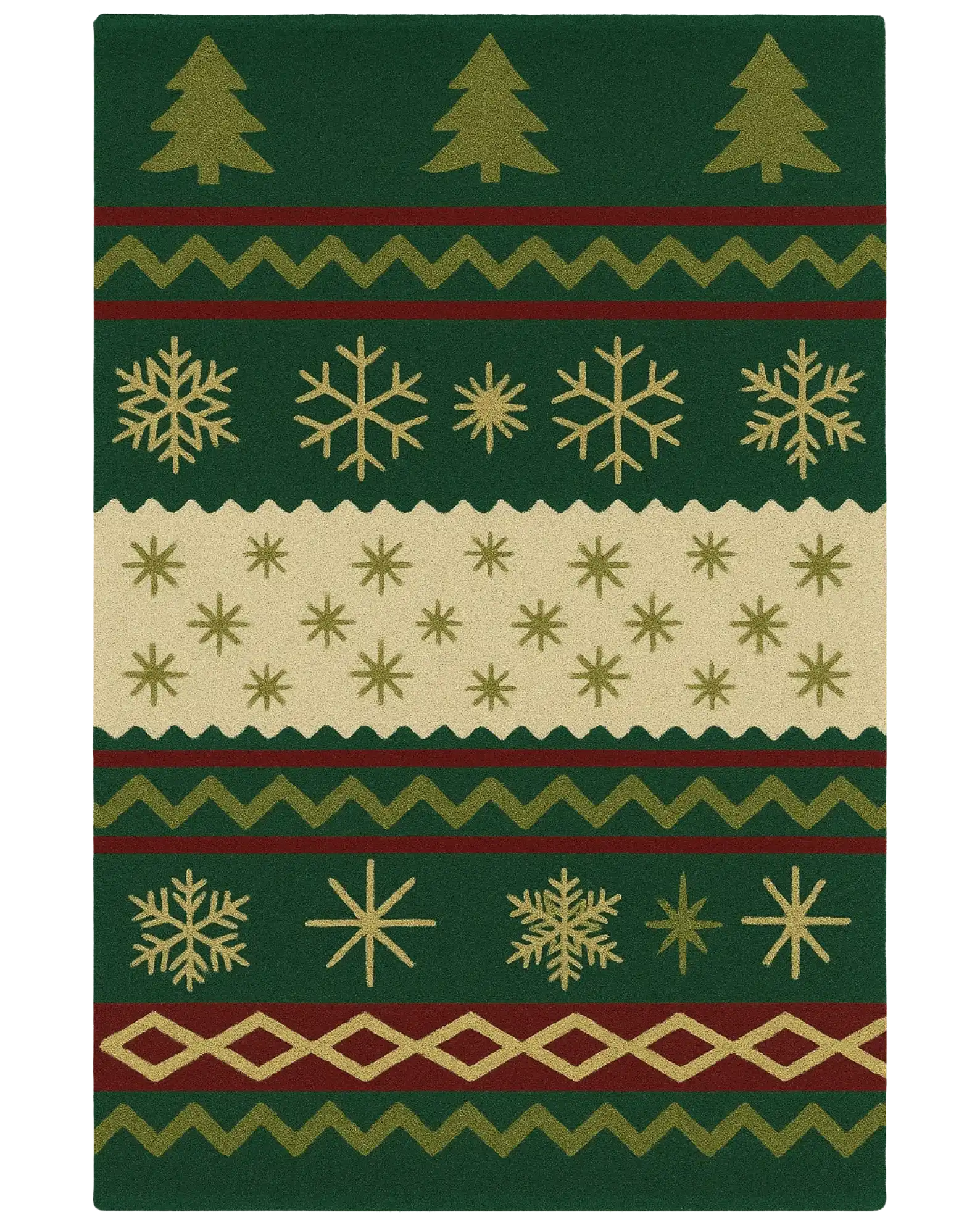 Festive Snowflake & Pine Hand-Tufted Wool Christmas Rug β Holiday Rug DΓ©cor.
