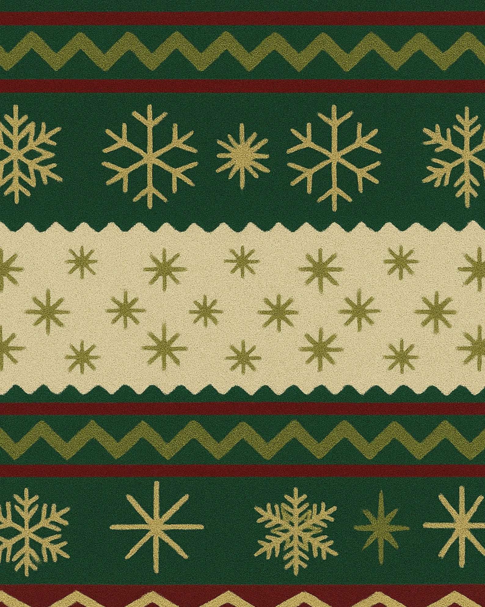 Handcrafted wool Holiday Rug featuring pine and snowflake design.