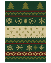 Festive Snowflake & Pine Hand-Tufted Wool Christmas Rug – Holiday Rug Décor.