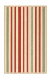 Christmas striped rug with red, green, and cream vertical holiday pattern