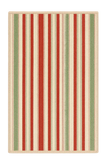 Christmas striped rug with red, green, and cream vertical holiday pattern