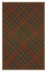 Christmas plaid machine washable rug with red and green tartan pattern