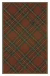 Christmas plaid machine washable rug with red and green tartan pattern