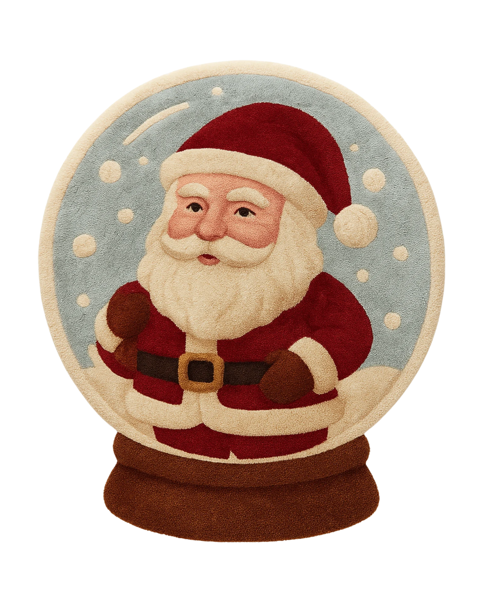 Santa Snow Globe Hand-Tufted Wool Christmas Rug – Holiday Rug Décor.