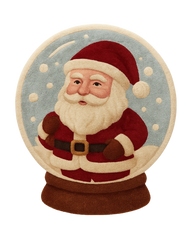 Santa Snow Globe Hand-Tufted Wool Christmas Rug – Holiday Rug Décor.