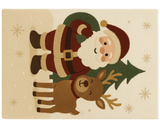 Festive wool rug featuring Santa Claus and reindeer – holiday room accent.