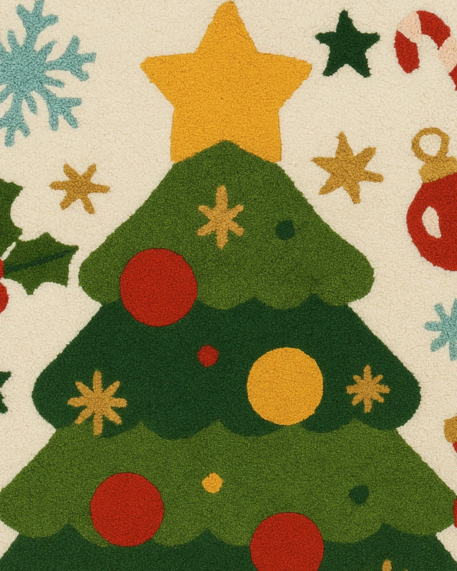 Luxury hand-tufted Christmas wool rug for winter holiday home decorations in USA homes