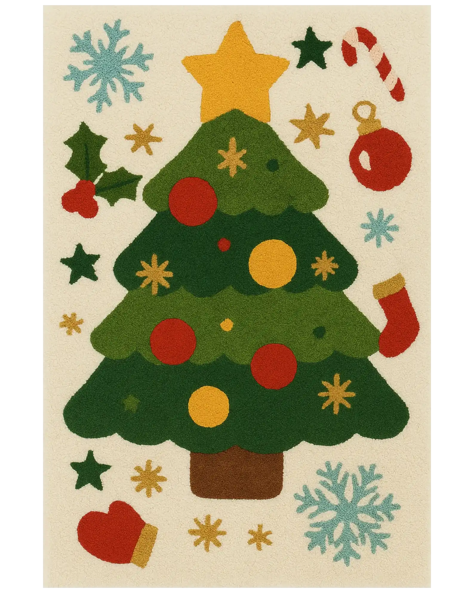 Hand-tufted wool Christmas rug with festive holiday pattern for living room décor