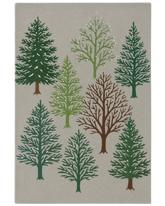 Winter Forest Hand-Tufted Wool Rug – Christmas Rug & Holiday Rug Décor.