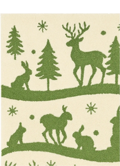 Premium wool Christmas runner rug with carved reindeer silhouettes.