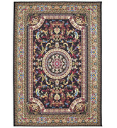 Classic Burgundy Rug with traditional ornate patterns.