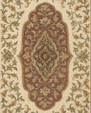Luxury vintage-style Medallion Rug featuring maroon center and beige border.