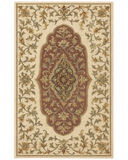 Classic Red & Beige Hand-Tufted Wool Medallion Rug – Traditional Floral Design.