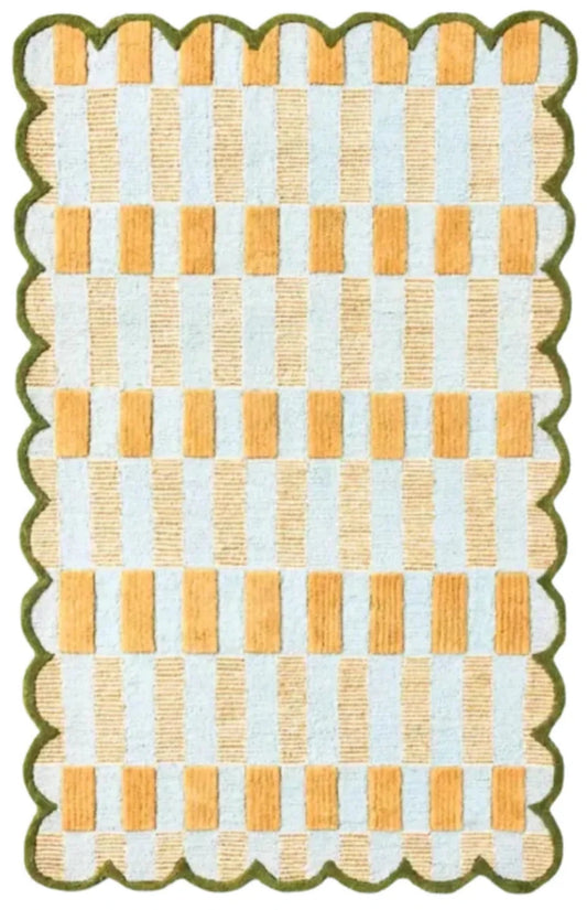 Yellow checkered rug
