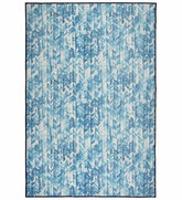 Coastal chevron watercolor machine washable rug.