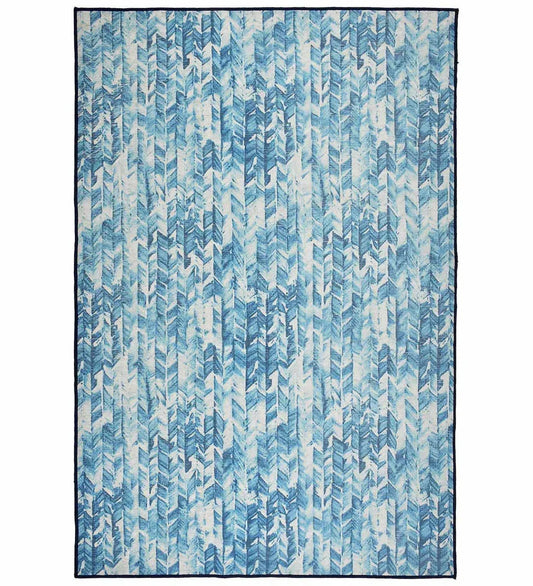 Coastal chevron watercolor machine washable rug.