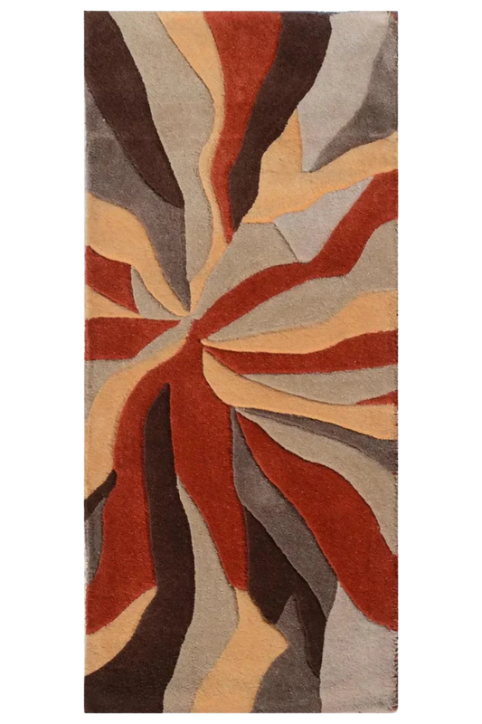 Colorful abstract hand tufted runner wool rug.