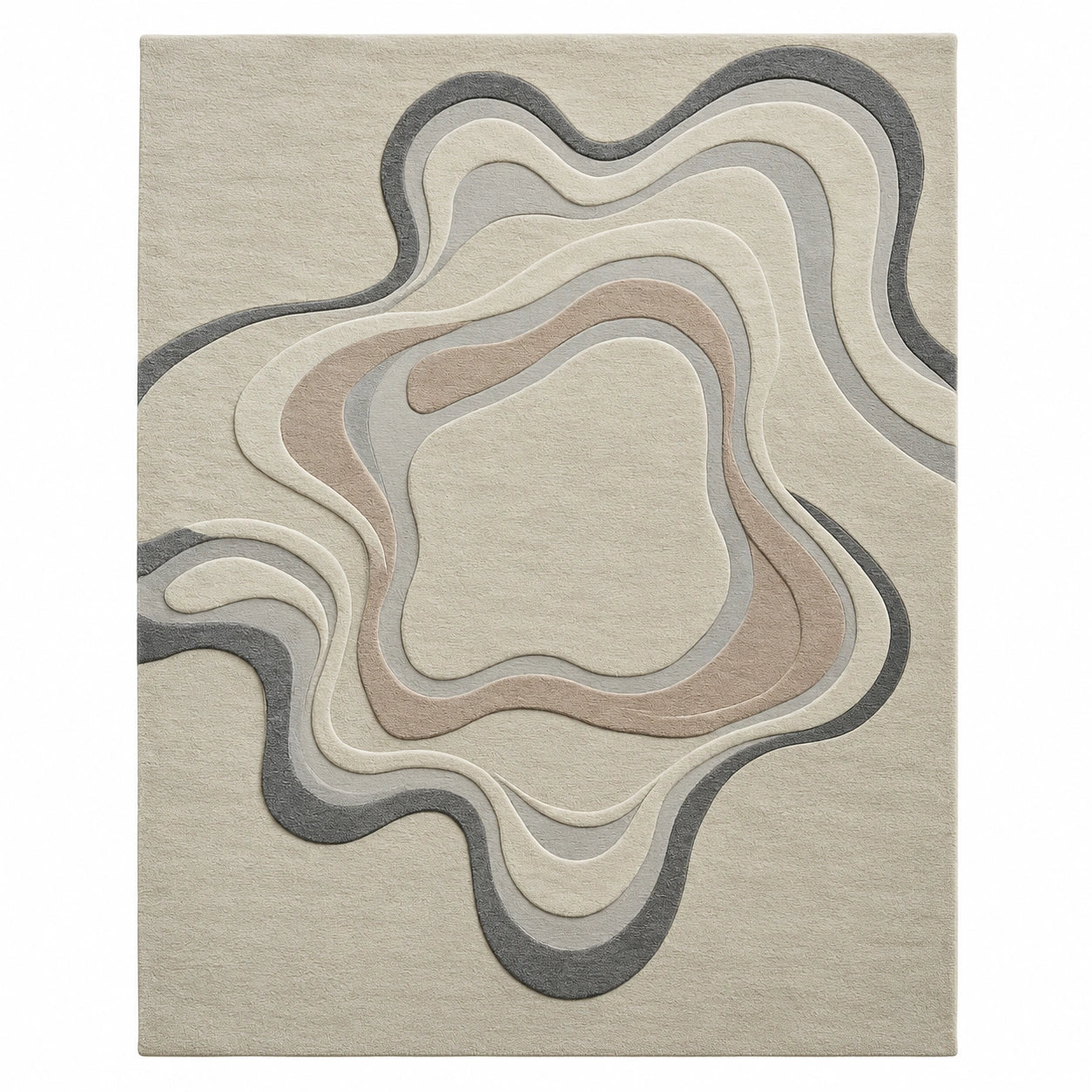 Cream Royal Embossed Textured Area Rug - Hand Tufted
