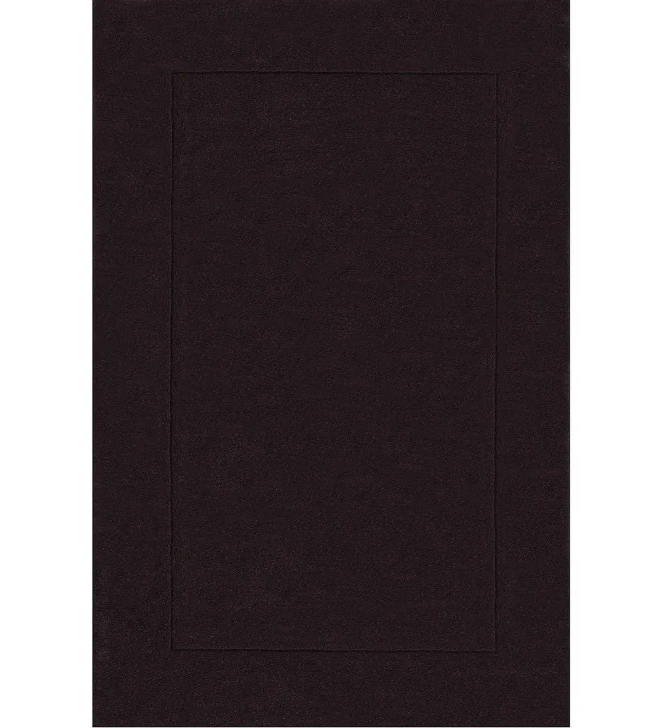Dark brown hand-tufted wool rug with minimalist border design