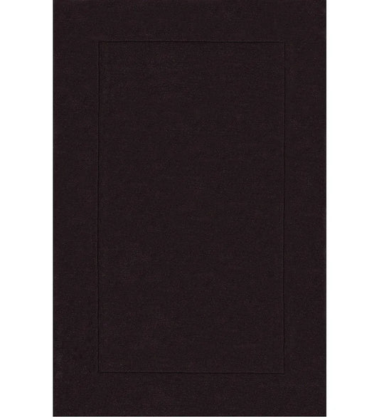 Dark brown hand-tufted wool rug with minimalist border design