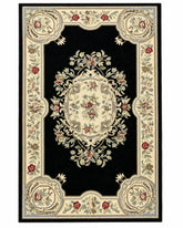 Decorative rug with floral patterns on a black background