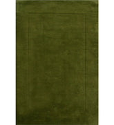 Deep green solid hand-tufted wool rug with embossed border