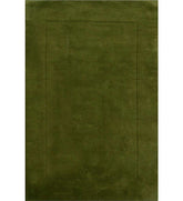 Deep green solid hand-tufted wool rug with embossed border
