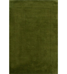 Deep green solid hand-tufted wool rug with embossed border