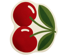 Cream and red cherry rug with sculpted design for modern interiors.