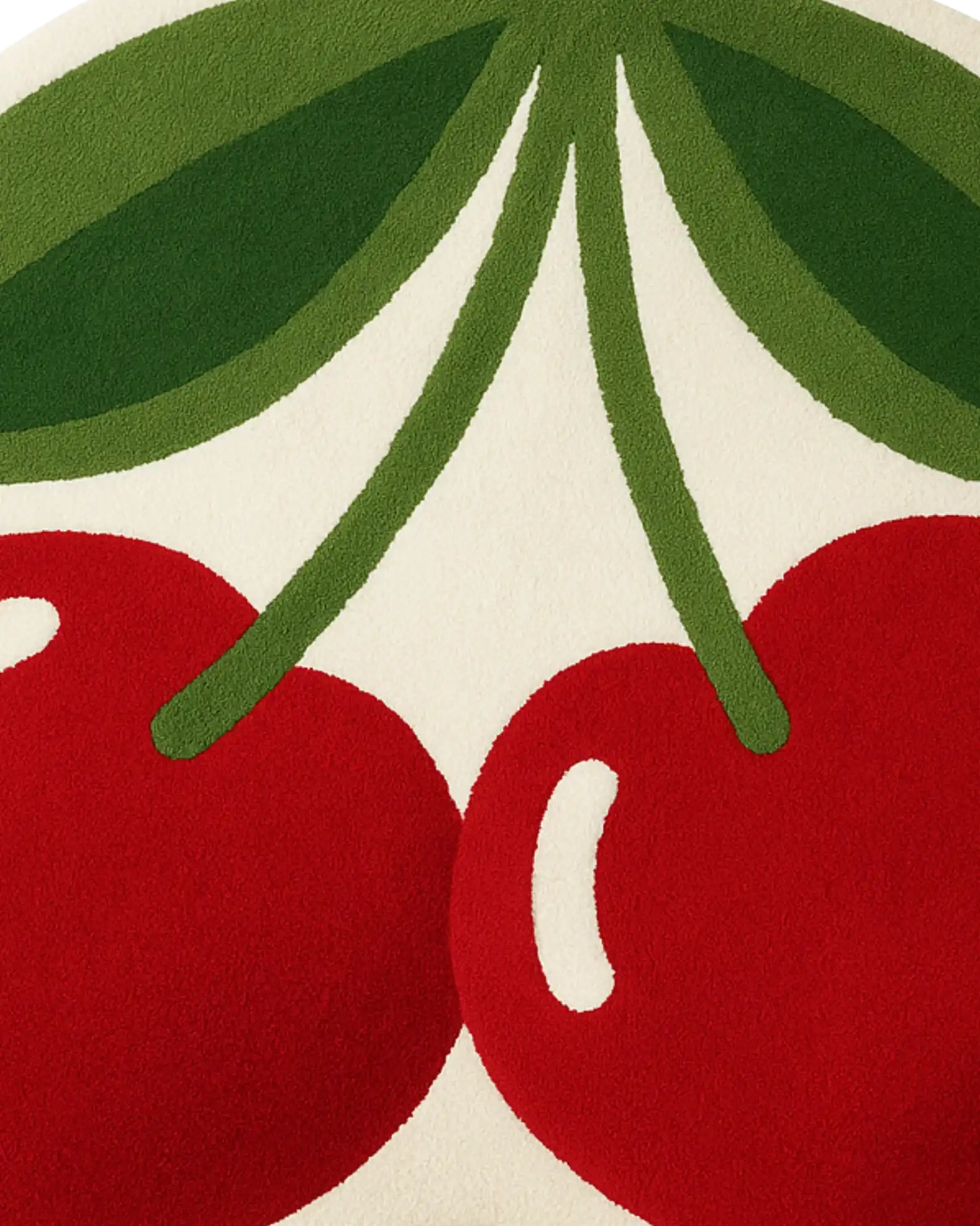 Pop-art inspired cherry rug handcrafted in premium wool.