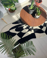 black and white rug