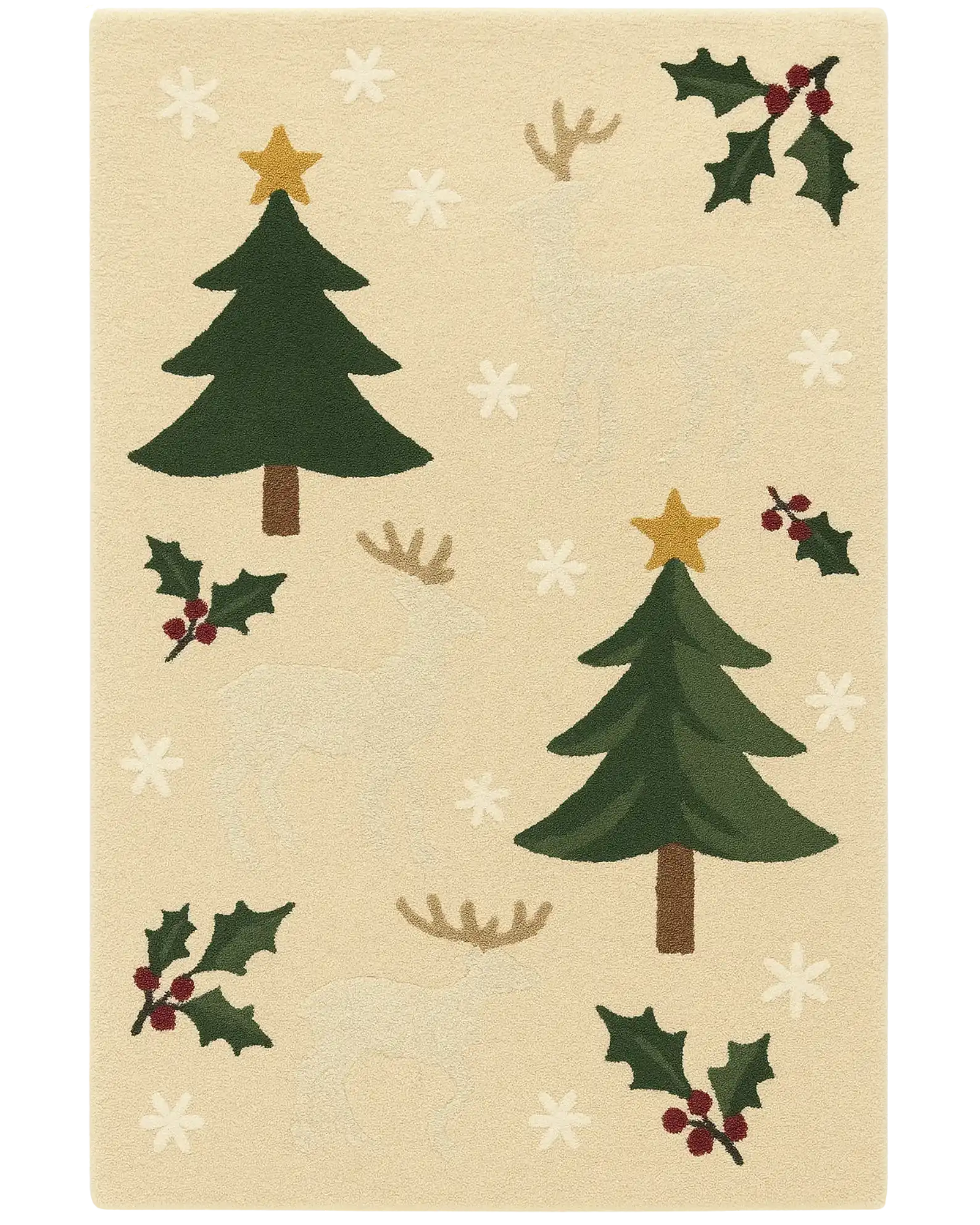 Festive Trees & Reindeer Hand-Tufted Wool Christmas Rug β Holiday Rug DΓ©cor.