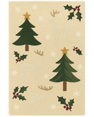 Festive Trees & Reindeer Hand-Tufted Wool Christmas Rug β Holiday Rug DΓ©cor.