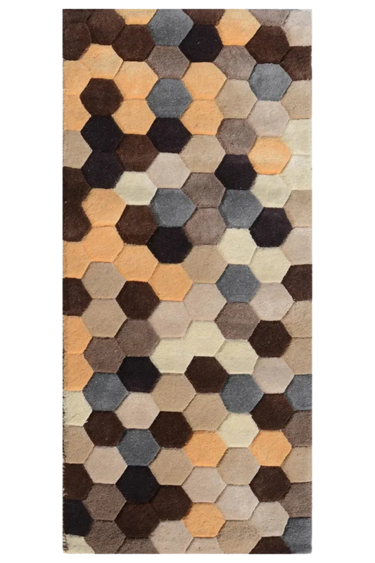 Geometric hexagon pattern hand tufted rug