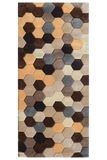 Geometric pattern hand-tufted runner rug with hexagon shapes in neutral tones