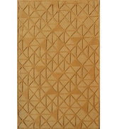 Gold hand-tufted wool rug with embossed geometric triangle pattern
