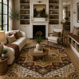 Gold brown persian wool rug