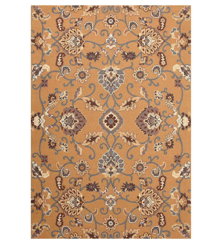 Golden ochre Persian floral medallion hand-tufted wool rug