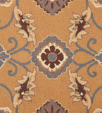 Luxury Persian-inspired rug with golden ochre base and medallions