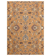 Golden ochre Persian floral medallion hand-tufted wool rug
